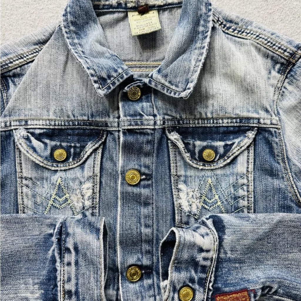 Y2k 7 Seven For All Mankind Jeans Denim A Pocket Jacket In Vintage Havana Wash